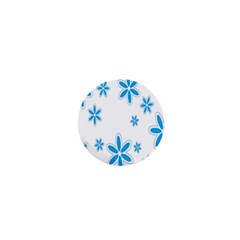 Star Flower Blue 1  Mini Buttons