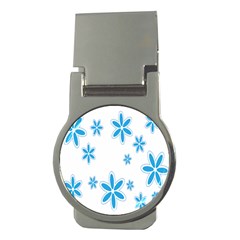 Star Flower Blue Money Clips (round) 