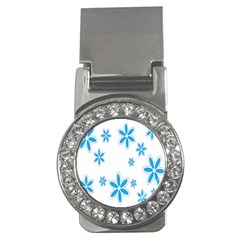 Star Flower Blue Money Clips (cz) 