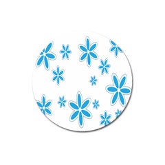 Star Flower Blue Magnet 3  (round) by Mariart