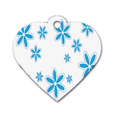 Star Flower Blue Dog Tag Heart (two Sides)