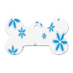 Star Flower Blue Dog Tag Bone (one Side)