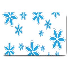 Star Flower Blue Large Doormat  by Mariart