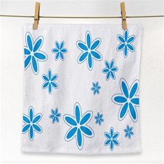 Star Flower Blue Face Towel