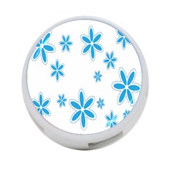 Star Flower Blue 4-port Usb Hub (two Sides) 