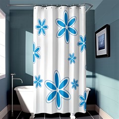 Star Flower Blue Shower Curtain 36  X 72  (stall)  by Mariart