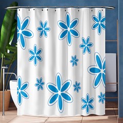 Star Flower Blue Shower Curtain 60  X 72  (medium) 