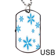 Star Flower Blue Dog Tag Usb Flash (two Sides)