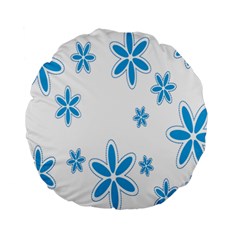 Star Flower Blue Standard 15  Premium Round Cushions