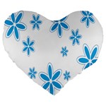 Star Flower Blue Large 19  Premium Heart Shape Cushions Front