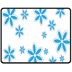 Star Flower Blue Double Sided Fleece Blanket (medium)  by Mariart