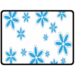 Star Flower Blue Double Sided Fleece Blanket (large)  by Mariart