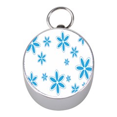 Star Flower Blue Mini Silver Compasses