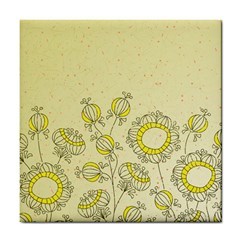 Sunflower Fly Flower Floral Tile Coasters