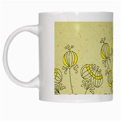 Sunflower Fly Flower Floral White Mugs