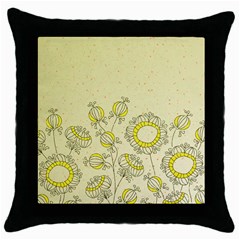 Sunflower Fly Flower Floral Throw Pillow Case (black)