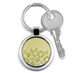 Sunflower Fly Flower Floral Key Chains (round) 