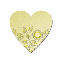 Sunflower Fly Flower Floral Heart Magnet by Mariart