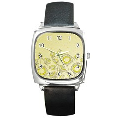 Sunflower Fly Flower Floral Square Metal Watch by Mariart