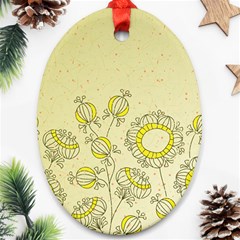 Sunflower Fly Flower Floral Oval Ornament (two Sides)