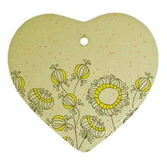 Sunflower Fly Flower Floral Heart Ornament (two Sides) by Mariart