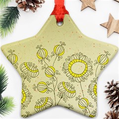 Sunflower Fly Flower Floral Star Ornament (two Sides)