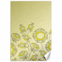 Sunflower Fly Flower Floral Canvas 12  X 18  