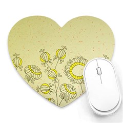 Sunflower Fly Flower Floral Heart Mousepads