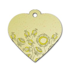 Sunflower Fly Flower Floral Dog Tag Heart (one Side)