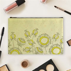 Sunflower Fly Flower Floral Cosmetic Bag (large) 