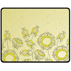 Sunflower Fly Flower Floral Fleece Blanket (medium)  by Mariart