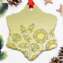 Sunflower Fly Flower Floral Snowflake Ornament (two Sides)