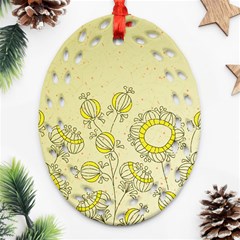 Sunflower Fly Flower Floral Ornament (oval Filigree)