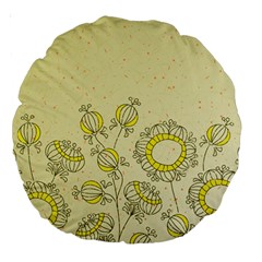 Sunflower Fly Flower Floral Large 18  Premium Round Cushions by Mariart