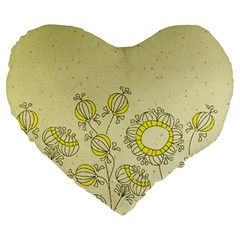 Sunflower Fly Flower Floral Large 19  Premium Heart Shape Cushions by Mariart