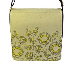 Sunflower Fly Flower Floral Flap Messenger Bag (l)  by Mariart