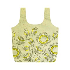 Sunflower Fly Flower Floral Full Print Recycle Bags (m)  by Mariart