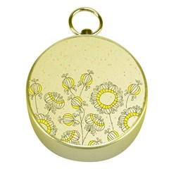 Sunflower Fly Flower Floral Gold Compasses