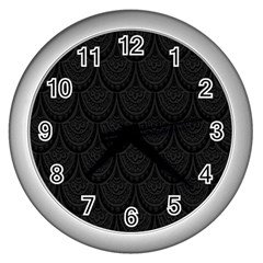 Skin Abstract Wallpaper Dump Black Flower  Wave Chevron Wall Clocks (Silver) 