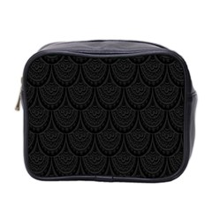 Skin Abstract Wallpaper Dump Black Flower  Wave Chevron Mini Toiletries Bag 2-Side