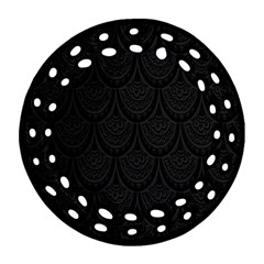 Skin Abstract Wallpaper Dump Black Flower  Wave Chevron Round Filigree Ornament (Two Sides)