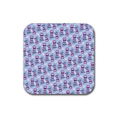 Pattern Kitty Headphones  Rubber Coaster (square)  by iCreate