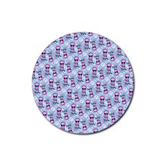 Pattern Kitty Headphones  Rubber Round Coaster (4 Pack)  by iCreate