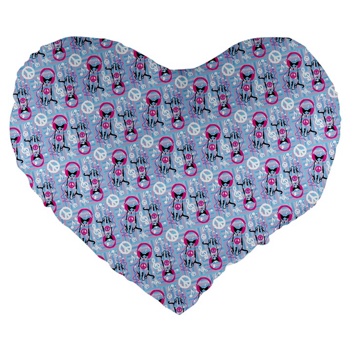 Pattern Kitty Headphones  Large 19  Premium Flano Heart Shape Cushions