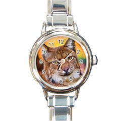 Tiger Beetle Lion Tiger Animals Round Italian Charm Watch by Mariart