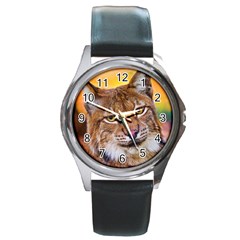 Tiger Beetle Lion Tiger Animals Round Metal Watch