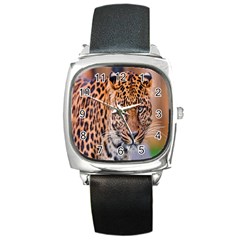 Tiger Beetle Lion Tiger Animals Leopard Square Metal Watch