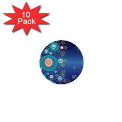 Flower Blue Floral Sunflower Star Polka Dots Sexy 1  Mini Buttons (10 Pack) 