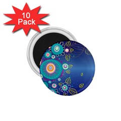 Flower Blue Floral Sunflower Star Polka Dots Sexy 1 75  Magnets (10 Pack) 