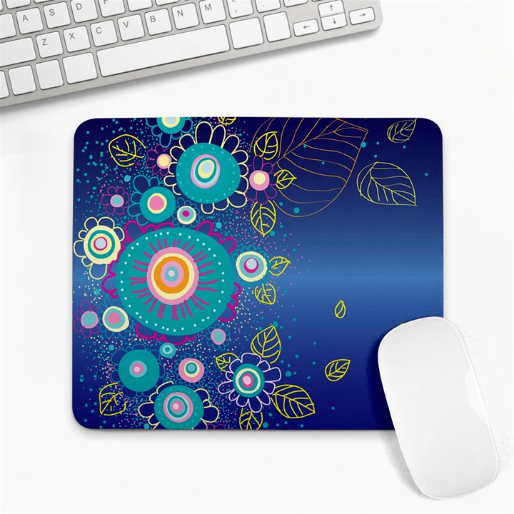 Flower Blue Floral Sunflower Star Polka Dots Sexy Large Mousepads